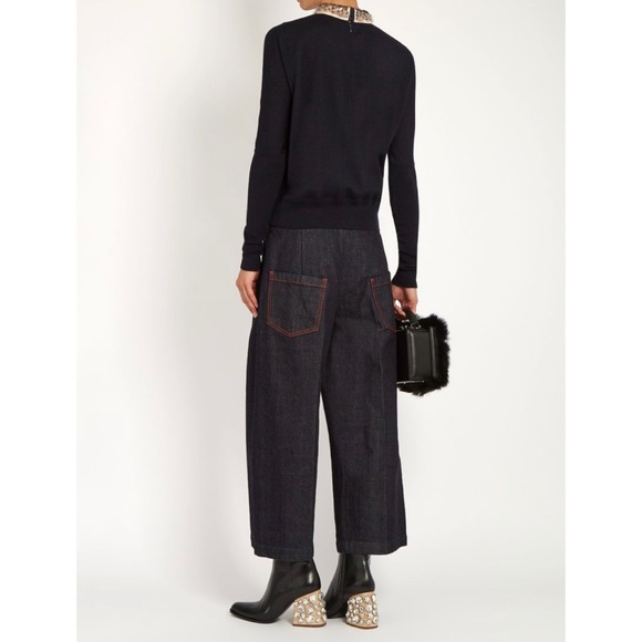 MARNI 41 crystal embellished black leather ankle boots booties - Picture 6 of 7